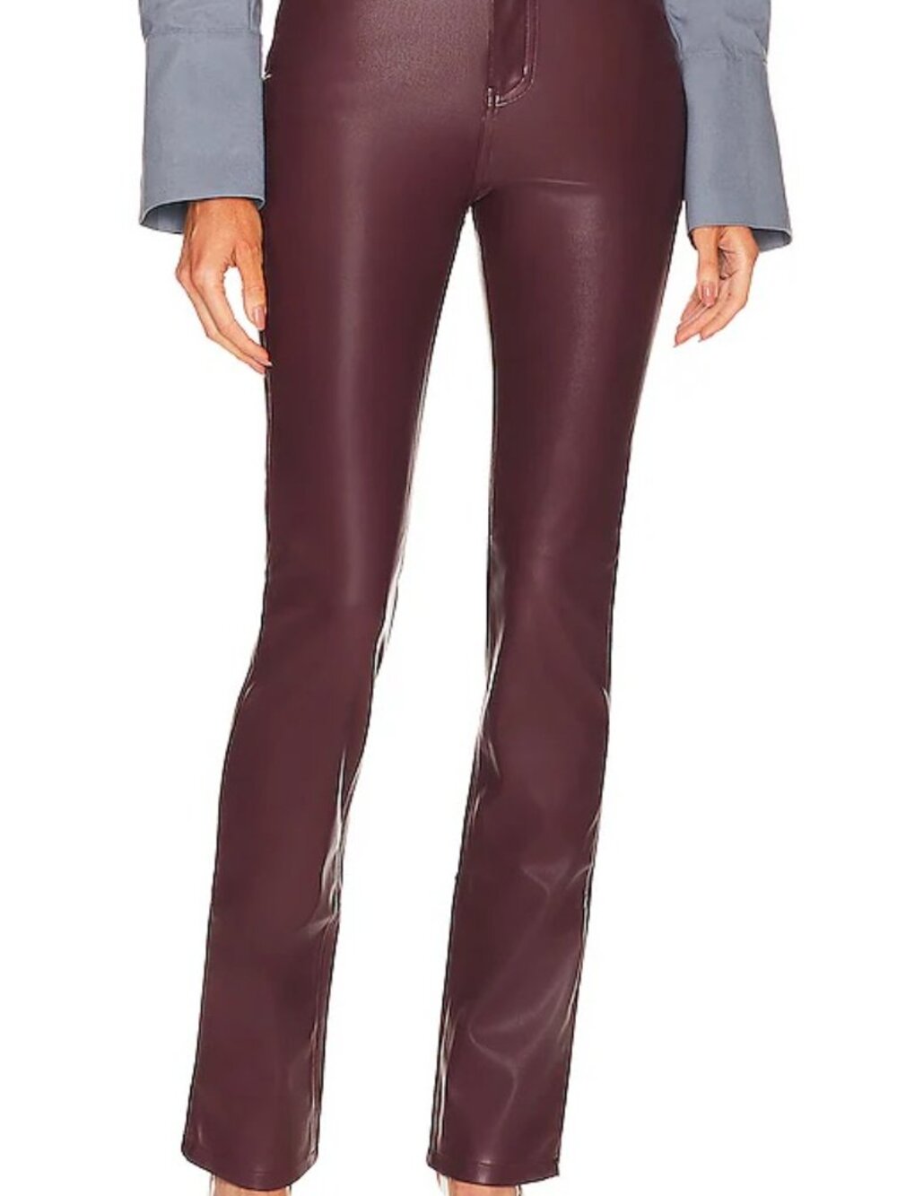 AFRM Heston Vegan Leather Straight Leg Pants - Port Royale Brown size 26